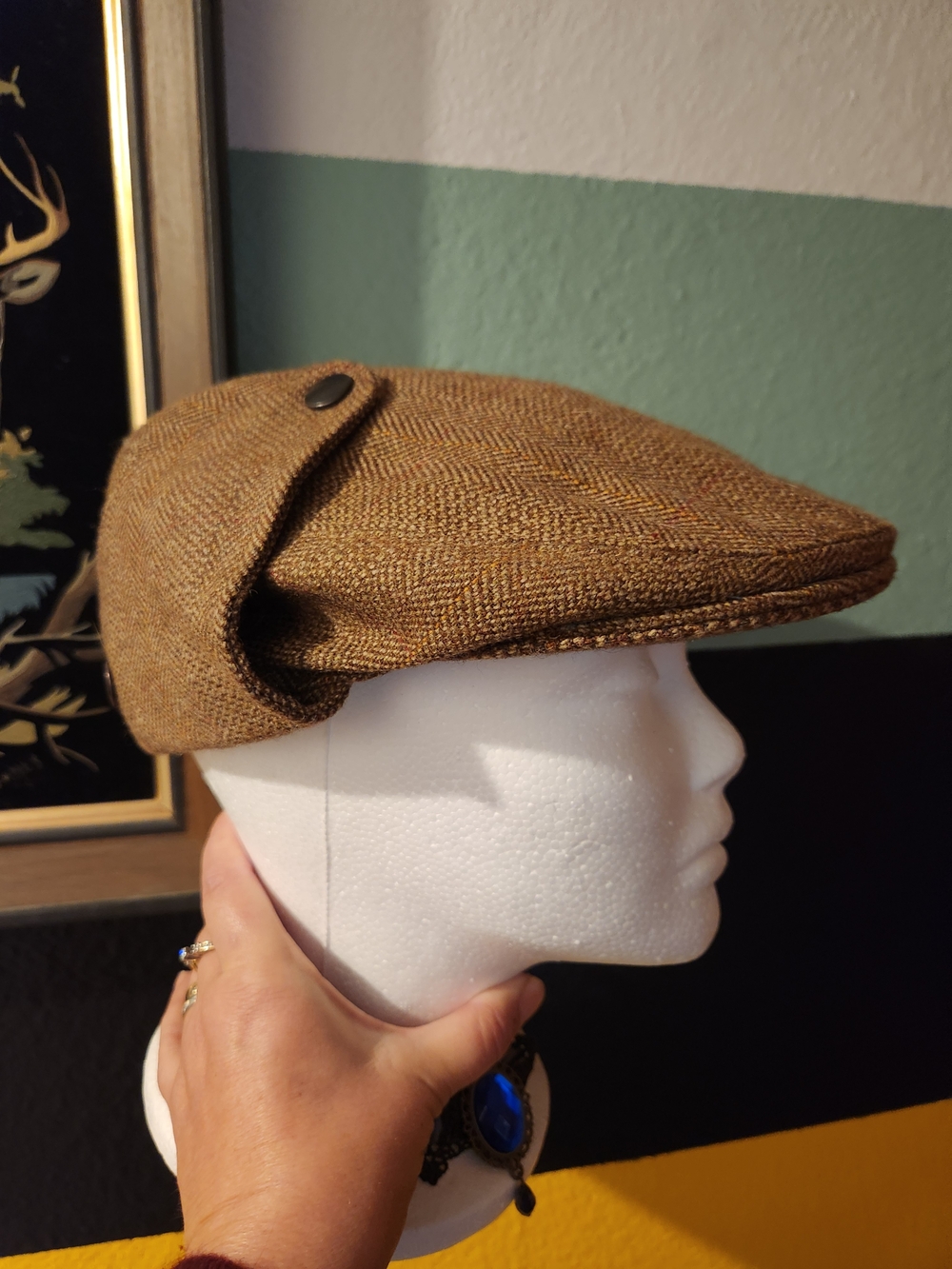 Goorin Bros x Olney Headwear England Wool Tweed Flat Cap - Ear Flaps